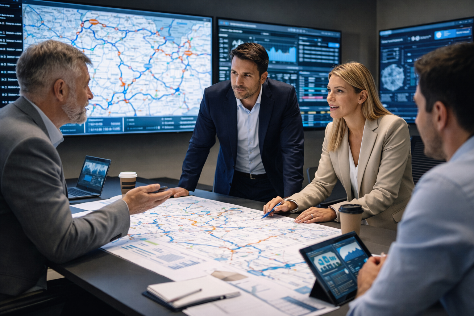 Team in a supply chain control room