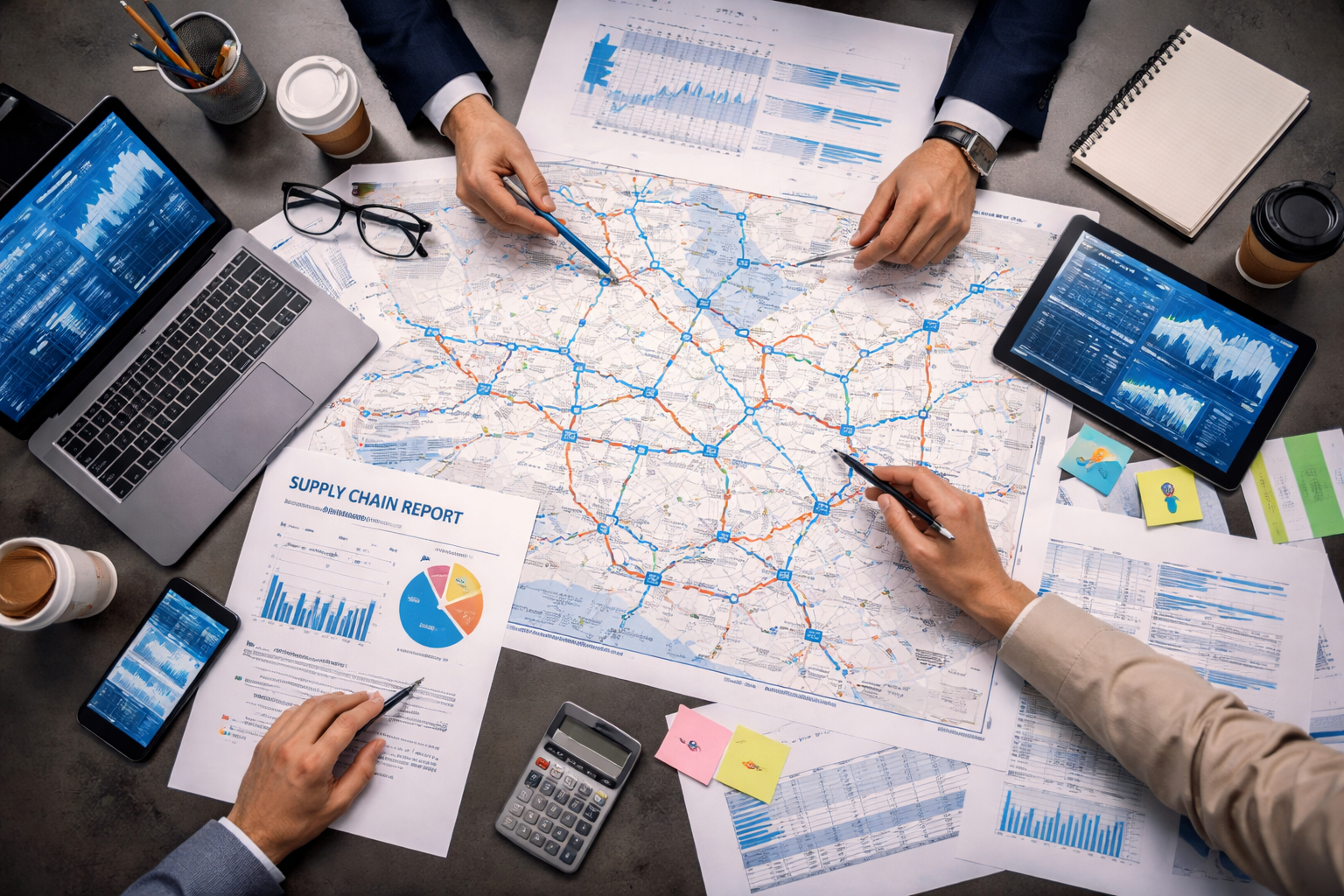 Supply chain analysis around a network map