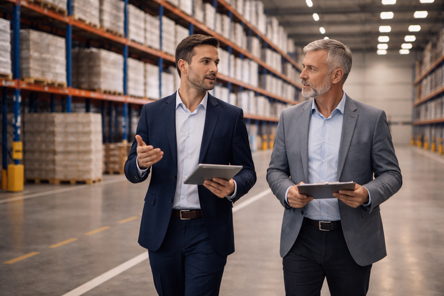 Consultants visiting a warehouse